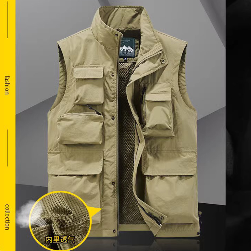休闲休闲马甲多口袋户外马夹