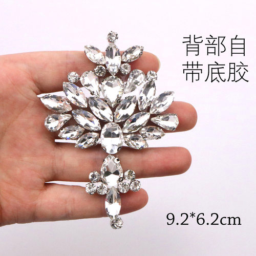 白色水钻贴花电镀人造水晶大颗粒热熔胶烫钻钻石diy材料饰品配件