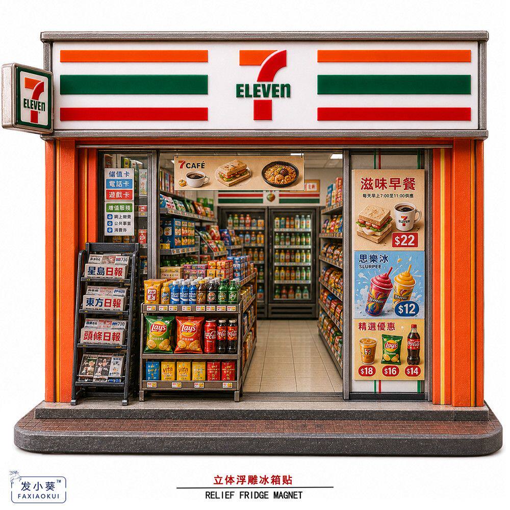 【便利店】中美韩日国树脂立体浮雕冰箱贴双11超市装饰品纪念磁吸
