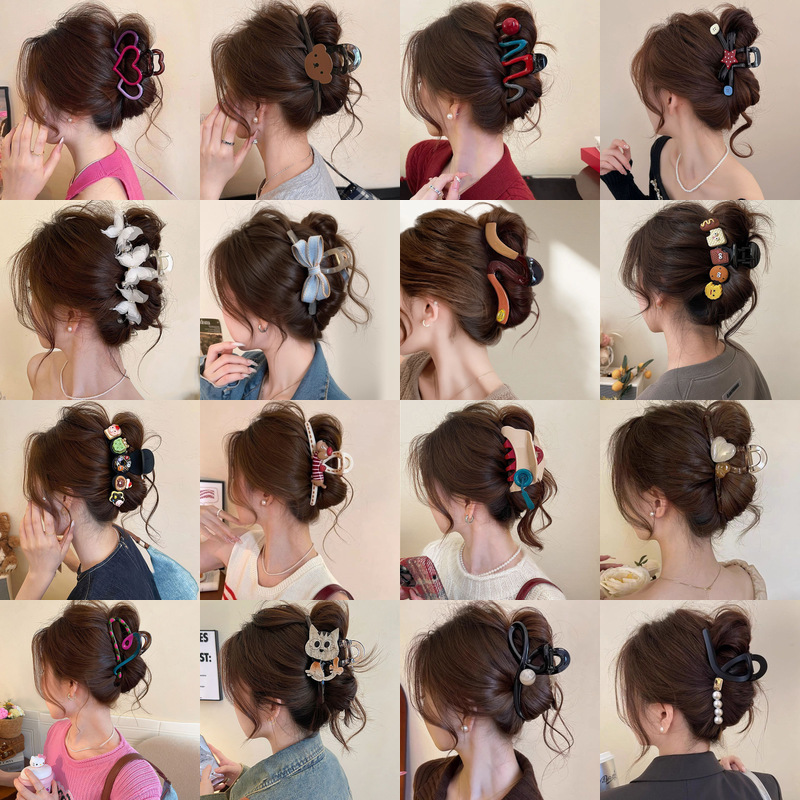 韩国大号抓夹高级感精致发夹女发量多后脑勺鲨鱼夹子可爱发卡头饰