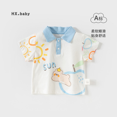 中小童夏季薄款翻领T恤童T恤短袖单上衣宝宝夏季衣服