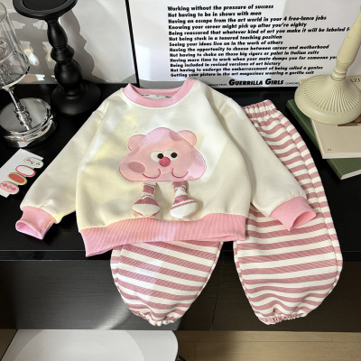 女童卫衣套装秋装2024新款儿童洋气时髦宝宝衣服休闲两件套春秋