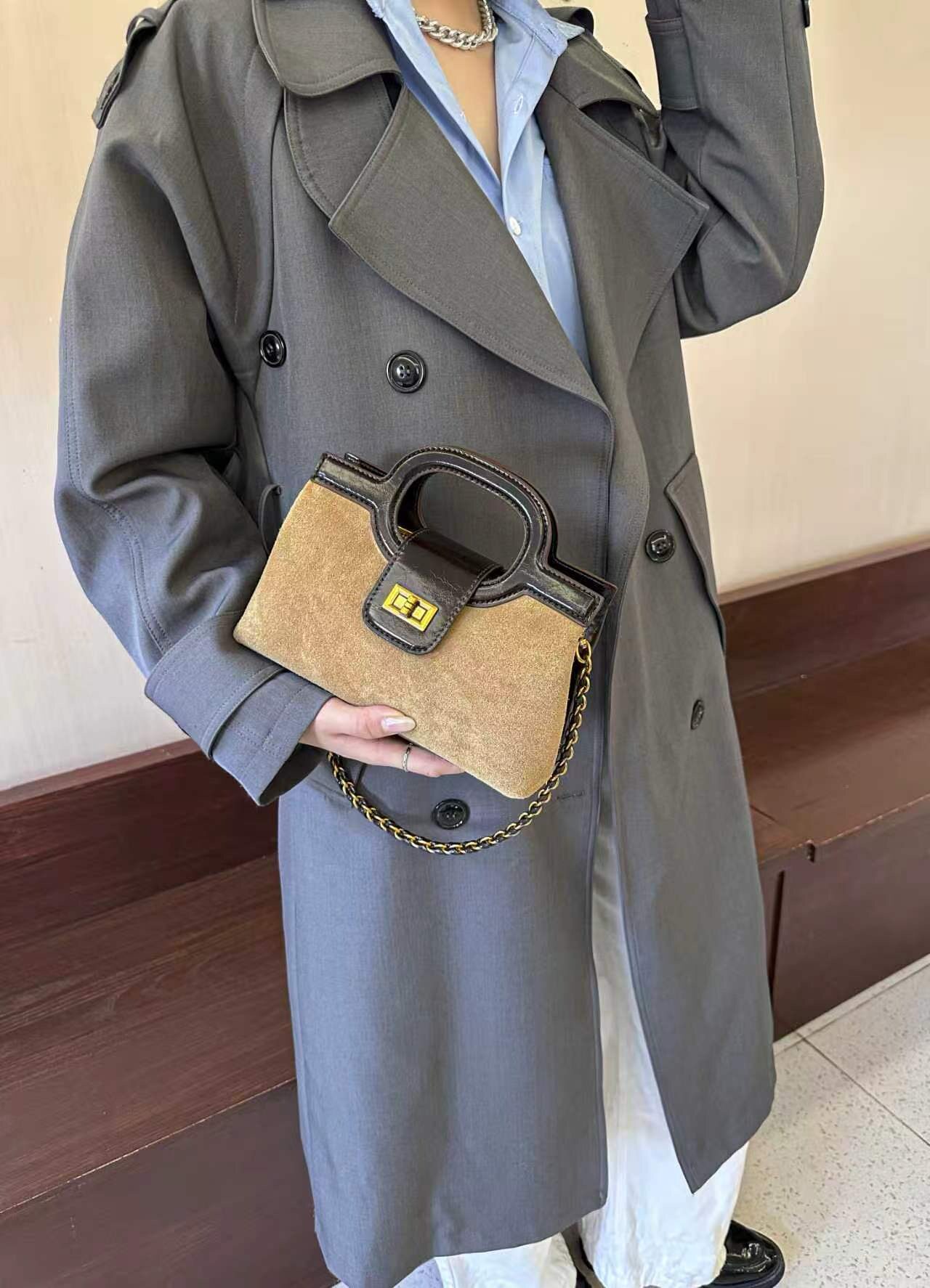 美缇女包小手提磨砂皮链条斜挎潮