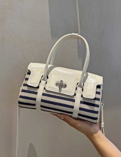 美缇女包小手提条纹布单肩斜挎潮
