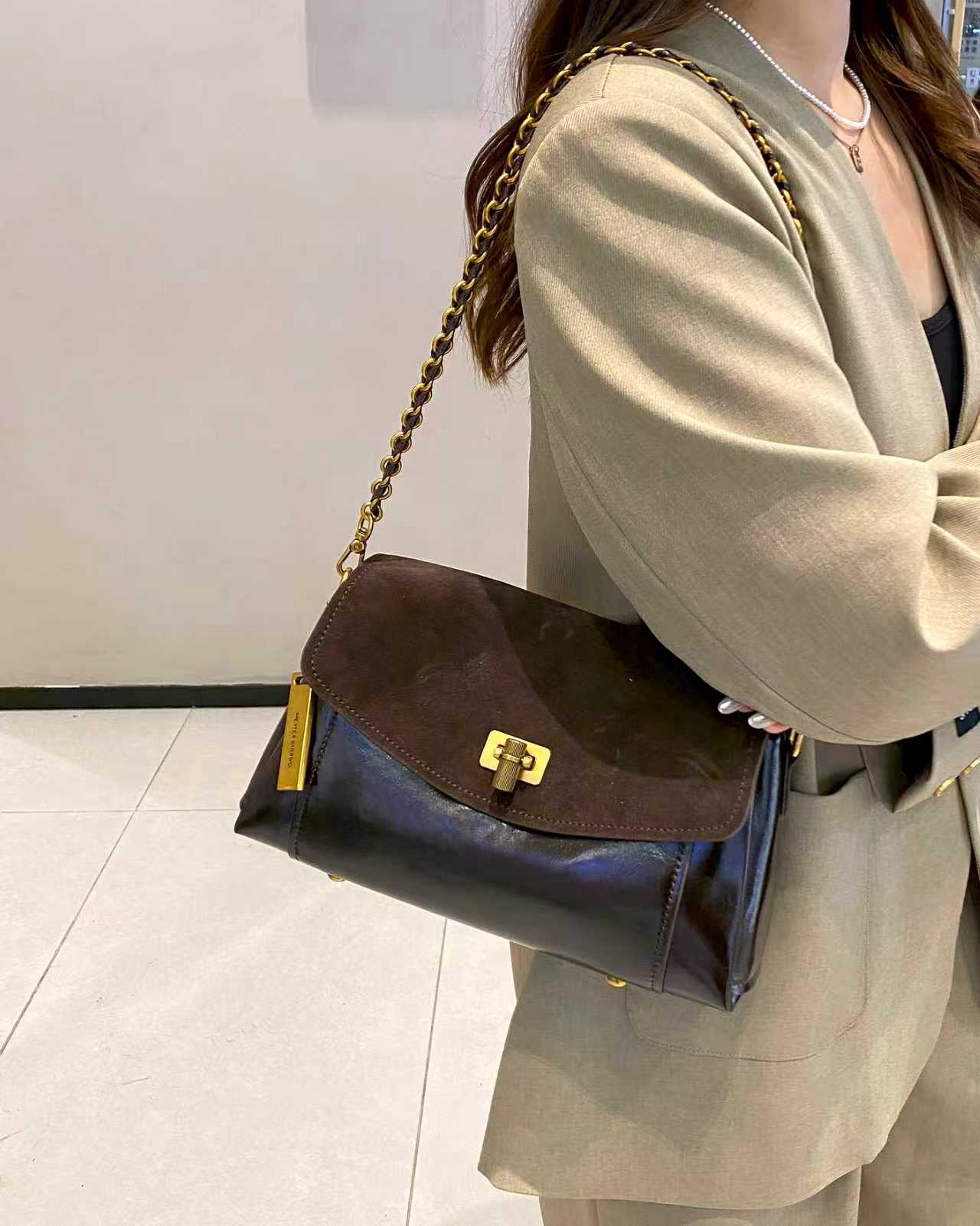 美缇女包磨砂皮链条单肩斜挎日常