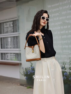 施琳2026新款女包高级感老花手提包凯旋门水桶包百搭单肩斜挎包潮