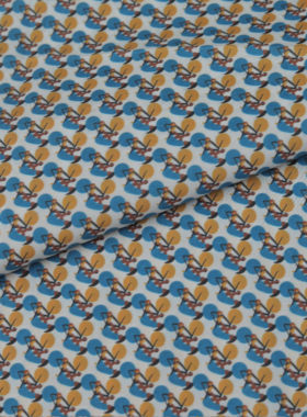 【105122-3】2025Lib*rty80支高密棉布印花diy服装面料蓝色单车