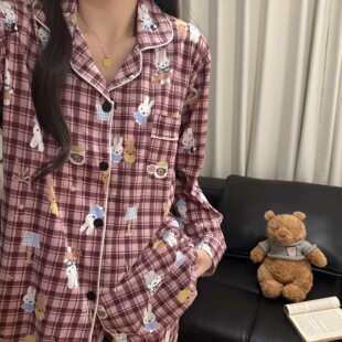 可爱米菲睡衣女2026春秋季纯棉长袖甜美卡通兔子可外穿家居服套装