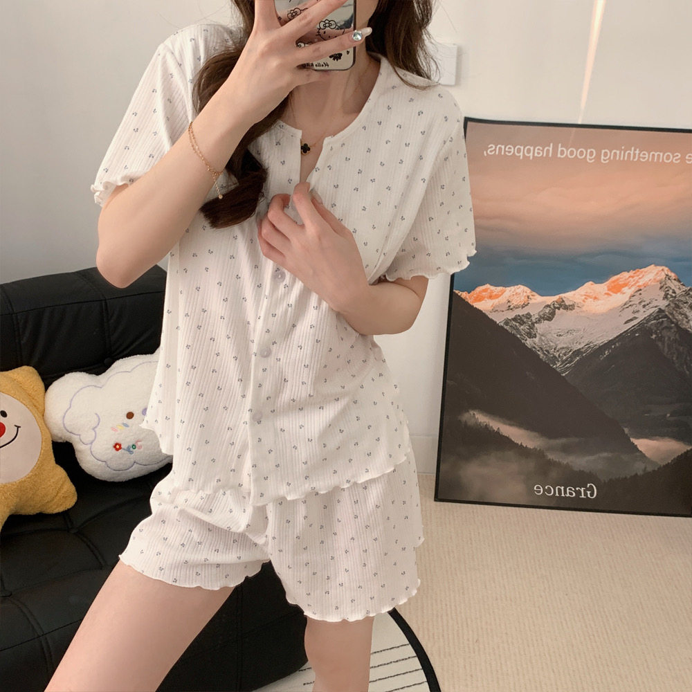 睡衣女款纯棉全棉2026年夏季短袖短裤两件套家居服套装薄款可外穿