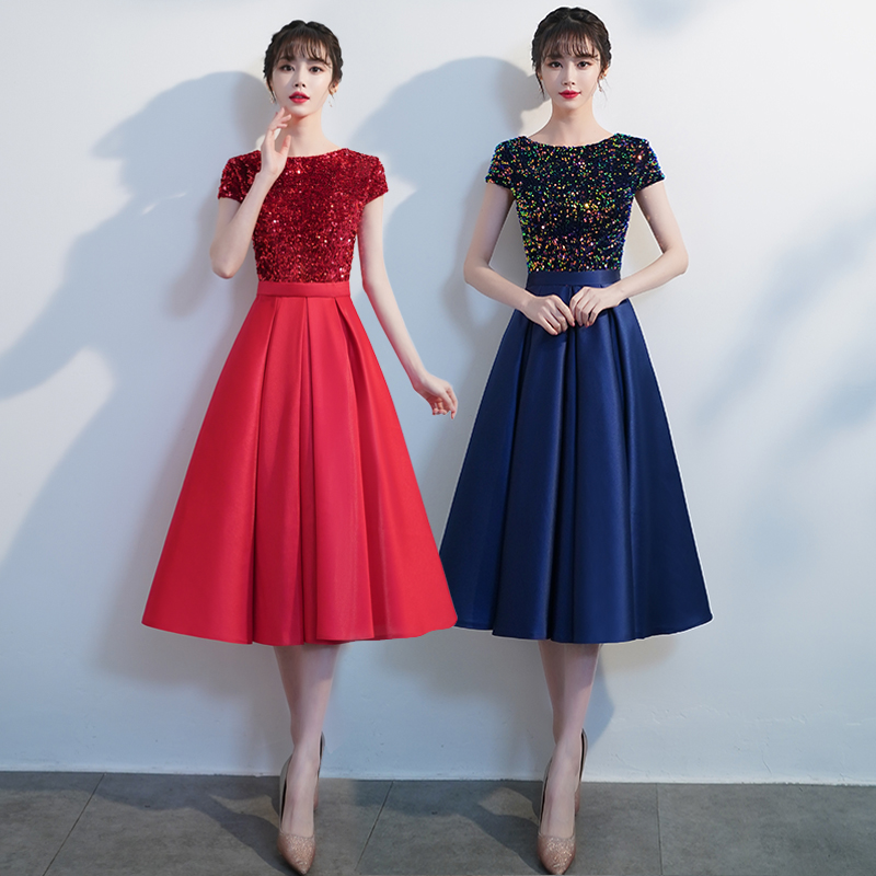 时尚风聚会独唱长裙主持人晚礼服