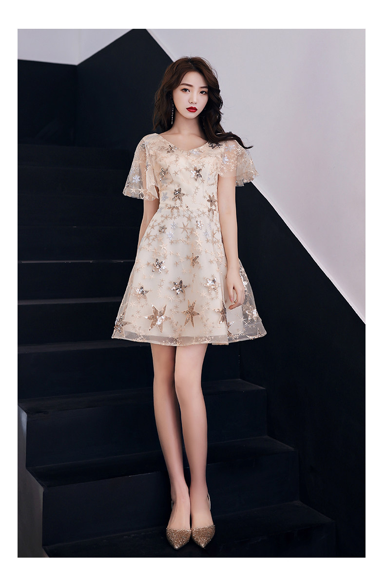 宴会晚礼服女聚会性感v领法式小礼服仙女系气质收腰甜美显瘦短款