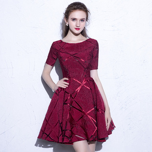 小礼服平时可穿酒红小个子 回门便装 敬酒服新娘秋冬季 订婚衣服短款