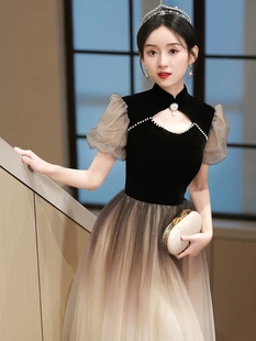 成人礼晚礼服女抖音新款网纱轻奢小众高端聚会连衣裙平时可穿黑色