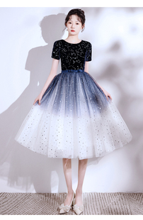 小晚礼服女2025新款秋冬名媛气质 网纱洋装连衣裙高端宴会蓬蓬裙