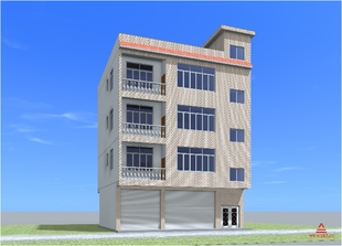 12x10四层农村自建房屋建筑临街门面自住房图纸施工图方案效果图