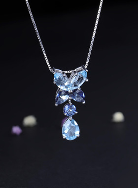 托帕石吊坠银小众轻奢欧美复古风