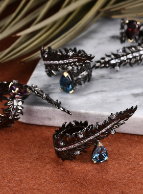 开口戒指纯银小众复古风欧美轻奢