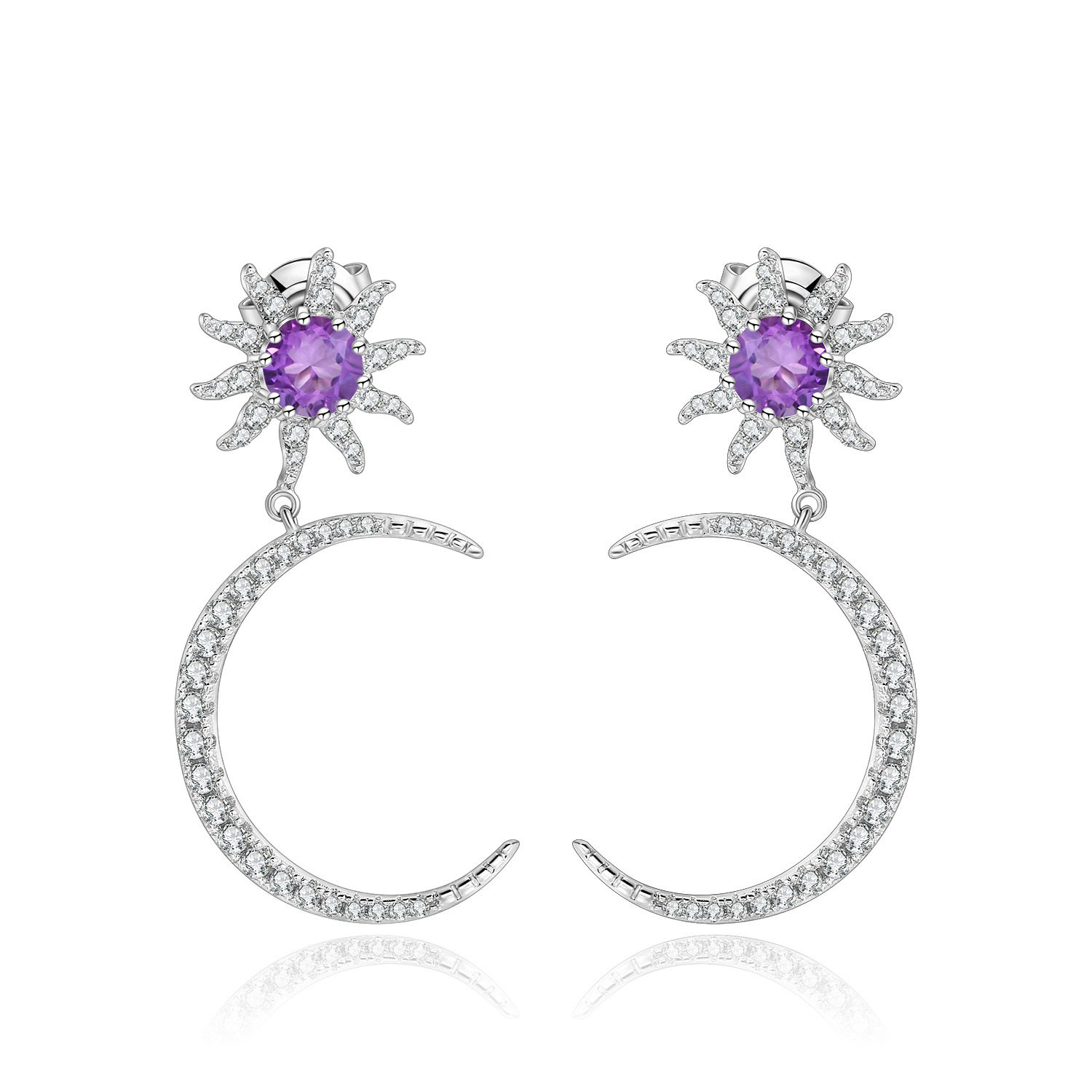 时尚个性S925银轻奢欧美风防过敏小众天然彩宝高级感纯银耳钉耳环