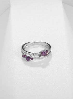 设计感轻奢S925银高颜值欧美风气质小众简约精致天然彩宝纯银戒指