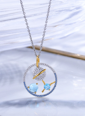 设计师款S925银高颜值天然月光石小众轻奢气质高级感纯银项链吊坠