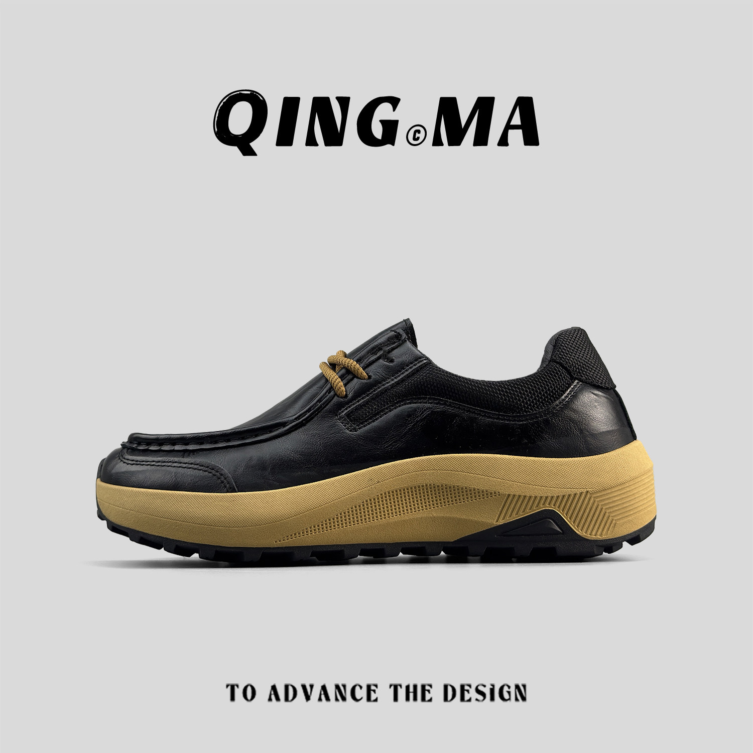 外贸男鞋厚底运动休闲鞋系带老爹鞋皮面工装鞋百搭休闲商务皮鞋,流行男鞋,时尚休闲鞋,淘宝优惠券,粉丝福利购,淘宝优惠卷