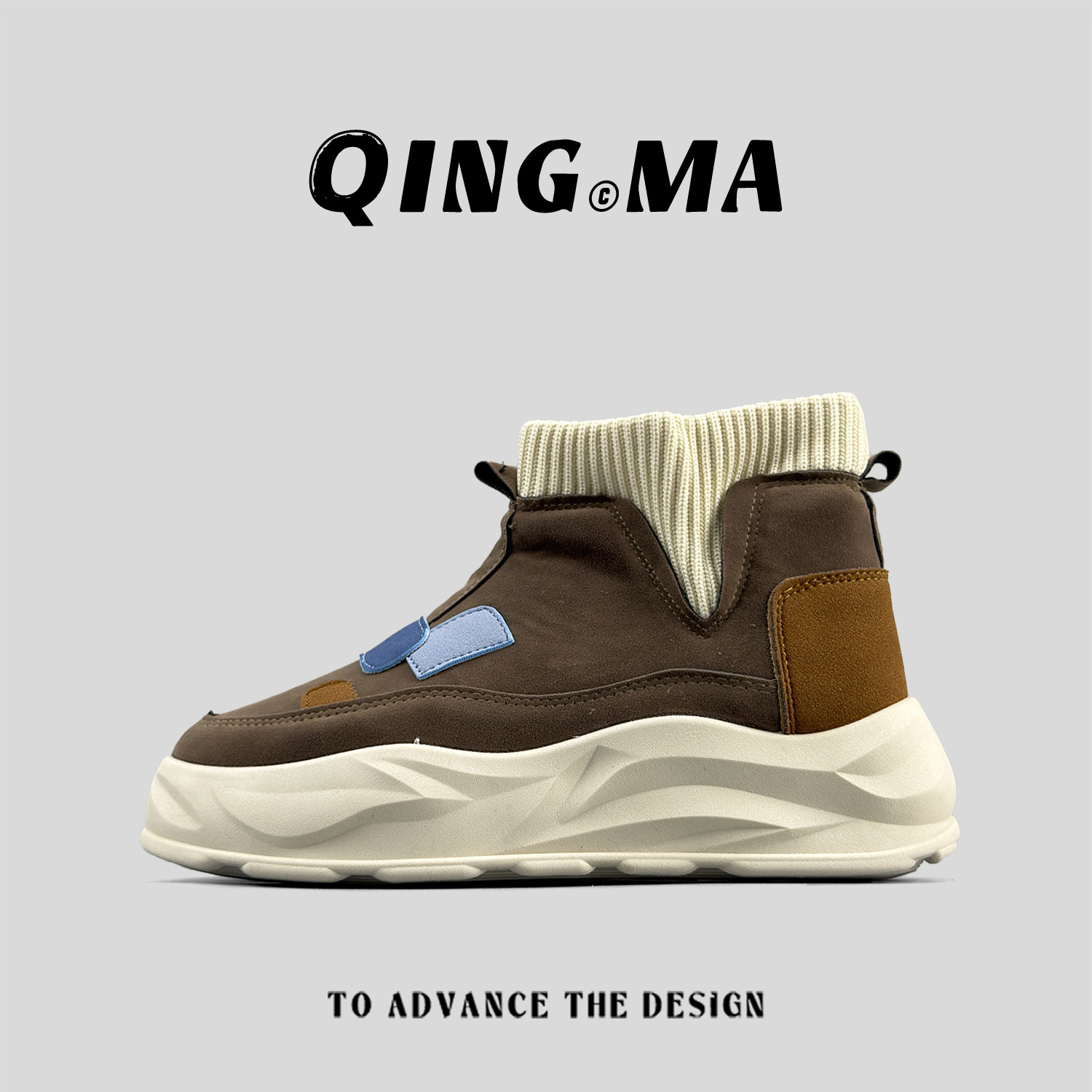 外贸男士厚底高帮鞋时尚百搭拼接套筒休闲工装鞋百搭户外运动潮鞋,流行男鞋,时尚休闲鞋,淘宝优惠券,粉丝福利购,淘宝优惠卷