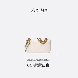 【安合女包】22 26马蒙白色GG经典斜挎包手提包单肩