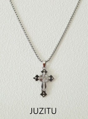 JUZITU锆钻十字架项链男女同款