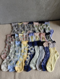 花卉 外单 水晶丝 工艺绝美 中筒女袜 STR