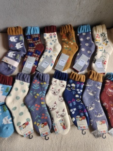 中筒女袜 森系柔软舒适超加厚裹毛线编织冬款 外单 皆MING川风