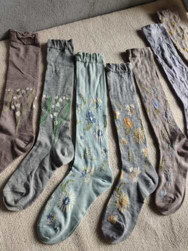 高端  皆Ming川 花卉 柔软舒适 薄款 春夏 高筒小腿 女袜