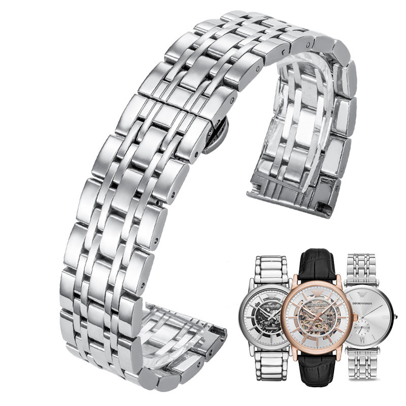 适用阿玛尼表带钢带22mm