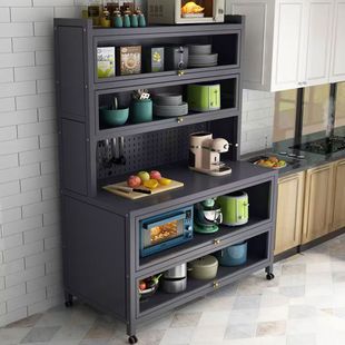 厨房置物架餐边收纳柜落地多层烤箱微波炉锅电器多功能收纳整体橱