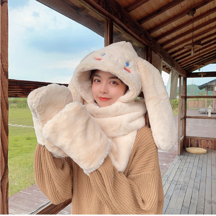 帽子围巾手套三件一体保暖