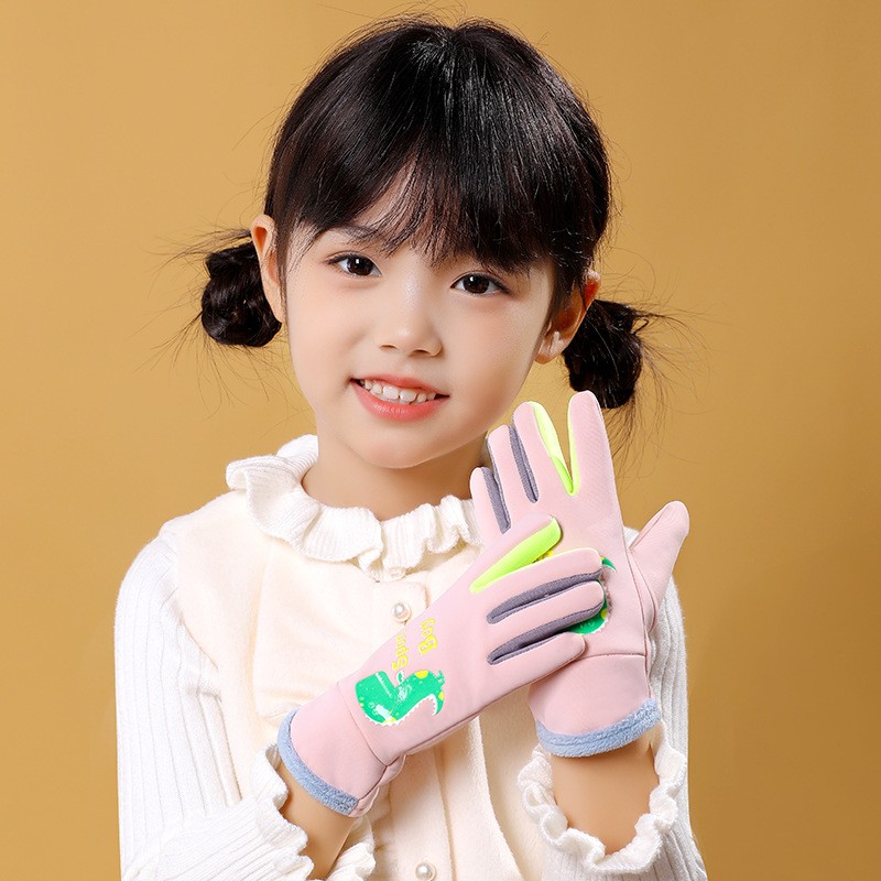 加绒防泼水儿童保暖手套风