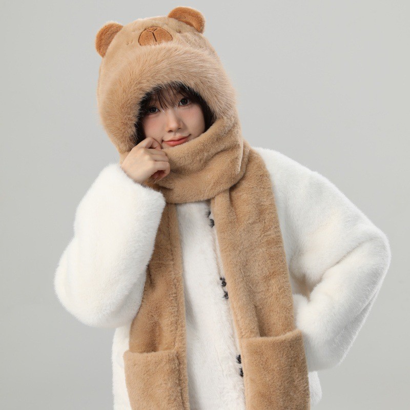 卡皮巴拉帽子女冬季可爱百