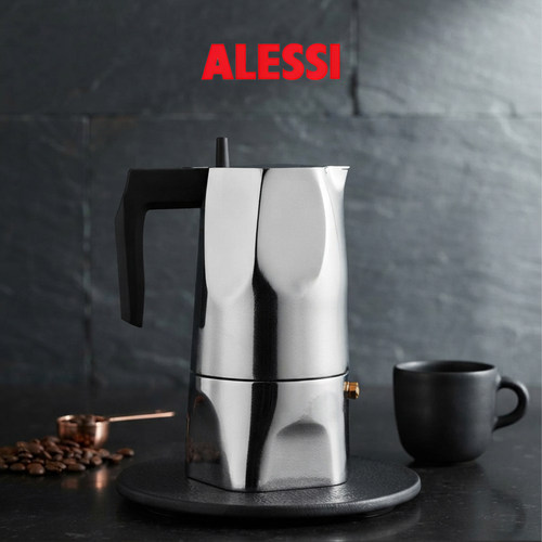 ALESSI艾烈希黑曜岩摩卡壶家用意式浓缩咖啡机户外便携煮咖啡壶