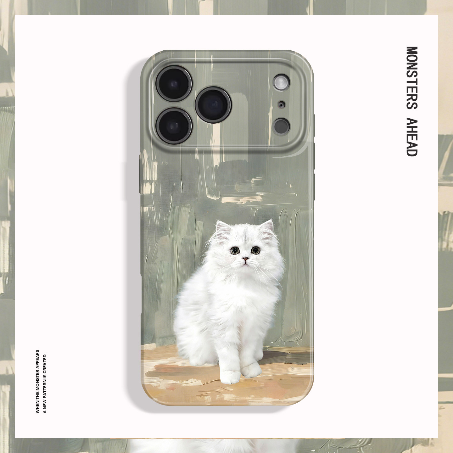 油画肌理金吉拉猫适用苹果17 16 15 14 13 12 11手机壳nova10华为mate80 p70 60 50 