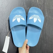 夏季 阿迪达斯三叶草拖鞋 男女鞋 蓝色防滑运动凉拖居家浴室一字拖女