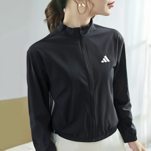 阿迪达斯女装夏季新款运动服短款跑步健身服防风外套休闲立领夹克