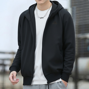 阿迪达斯外套男春秋款新款运动外套连帽拉链针织开衫卫衣休闲上衣