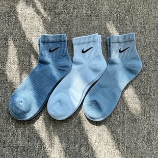 Nike耐克袜子潮流蓝色中筒袜薄款透气运动袜男女跑步短袜新款棉袜