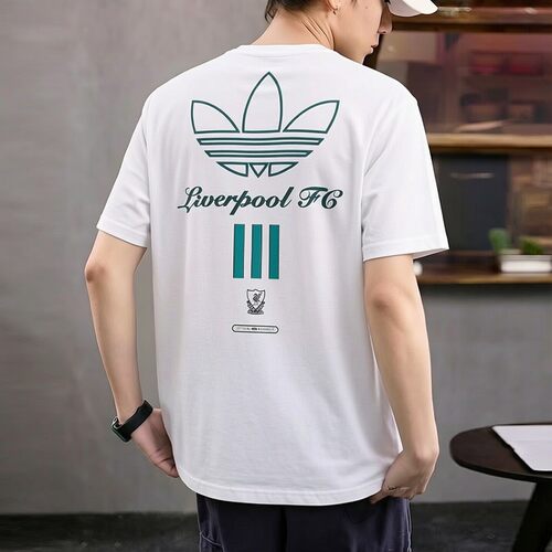 阿迪达斯三叶草白色短袖男夏季新款宽松印花半袖篮球棉T恤JZ1593