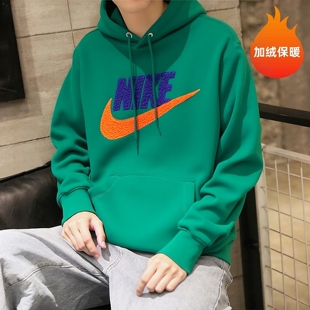 Nike耐克2026年新款卫衣加绒连帽上衣男子保暖套头衫厚款运动外套