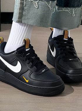 Nike耐克女鞋AIR FORCE 1黑色空军一号低帮运动板鞋透气休闲板鞋