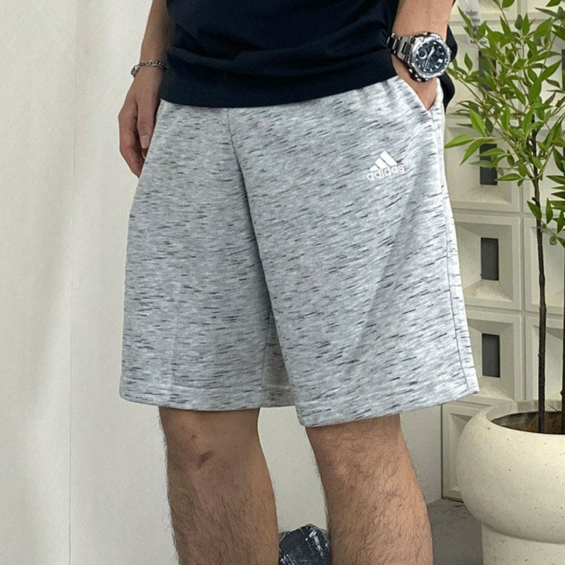阿迪达斯灰色短裤男夏季新款针织篮球运动裤棉质沙滩五分裤HE1803