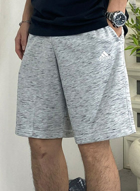 阿迪达斯灰色短裤男夏季新款针织篮球运动裤棉质沙滩五分裤HE1803