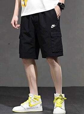 Nike耐克纯棉透气工装五分短裤男