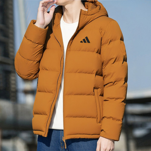 阿迪达斯连帽羽绒服男冬季新款加厚防风外套鸭绒美式休闲面包服