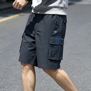 阿迪达斯工装短裤男生新款夏季纯棉日常百搭运动休闲宽松五分裤